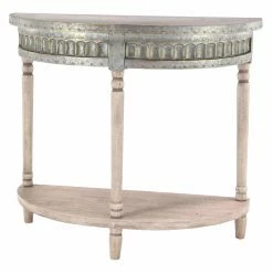 New 🌟 Classic & Traditional Console Tables DecMode Traditional Fir Wood And Iron Half-Round Console Table 🔥