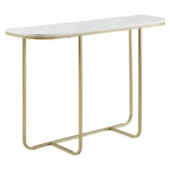 Promo 🔔 Glam Console Tables Manor Park Modern Curved White Faux Marble Entry Table 🛒