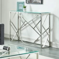 Discount ๐ Contemporary & Modern Console Tables !nspire Stainless Steel Line Design Console Table โ๏ธ