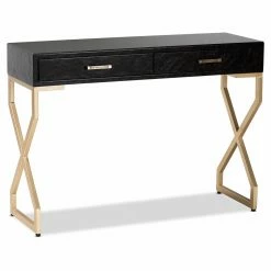 Cheap 👏 Contemporary & Modern Console Tables Baxton Studio Carville Upholstered 2 Drawer Console Table 🌟