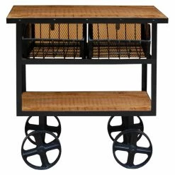 Discount ⭐ Distressed & Industrial Style Console Tables Yosemite Home Decor Console Table With Wheels 😍