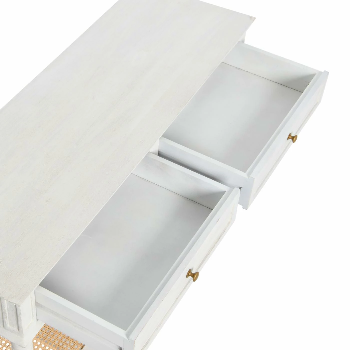 Promo 🎁 Coastal & Nautical Console Tables Creative Co-Op Maxwelton Wood And Cane Console Table - White 🥰 - Image 4