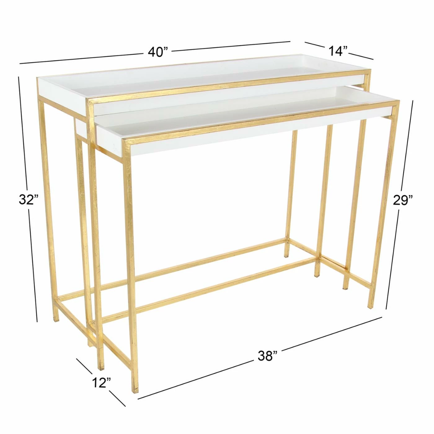 Promo ✔️ Glam Console Tables DecMode Contemporary Rectangular Nesting Console Tables - Set Of 2 ✨ - Image 5